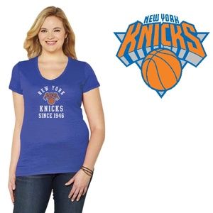NY Knicks Womens T-Shirt V-Neck Blue XXL NBA NWT